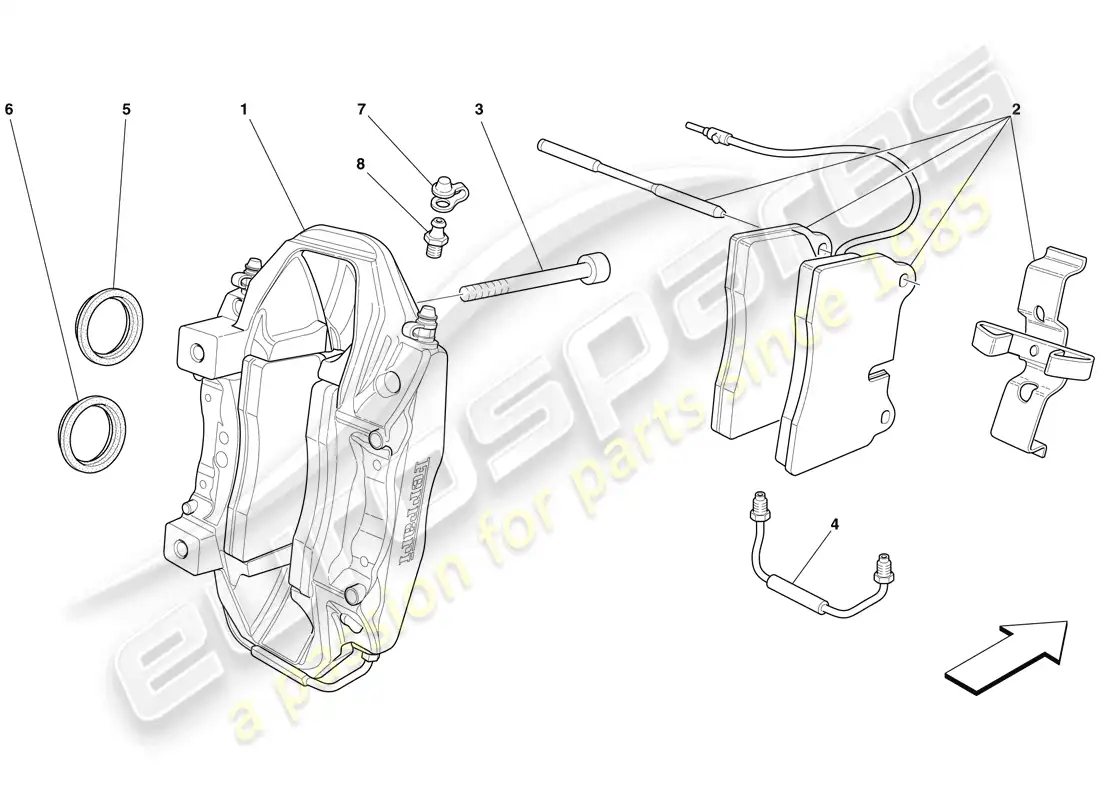 ferrari 599 gtb fiorano (europe) pinza de freno trasero diagrama de piezas