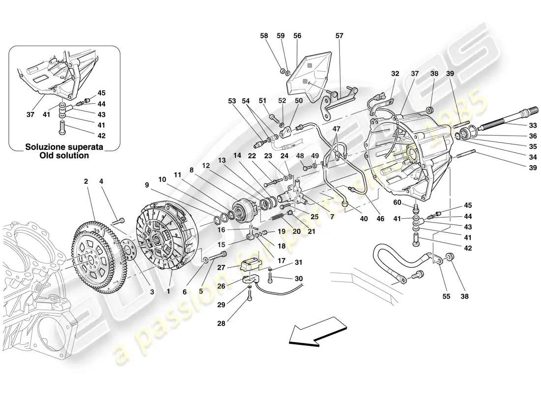 ferrari 599 gtb fiorano (europe) embrague y controles diagrama de piezas