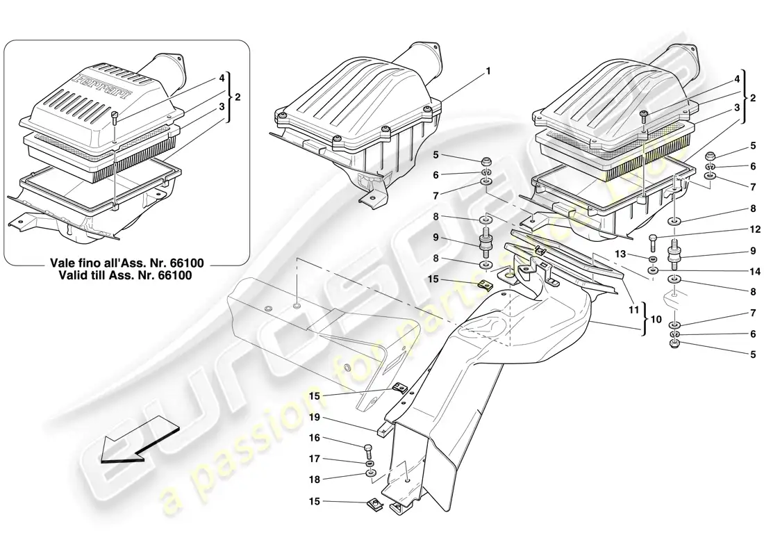 ferrari 612 sessanta (usa) toma de aire diagrama de piezas