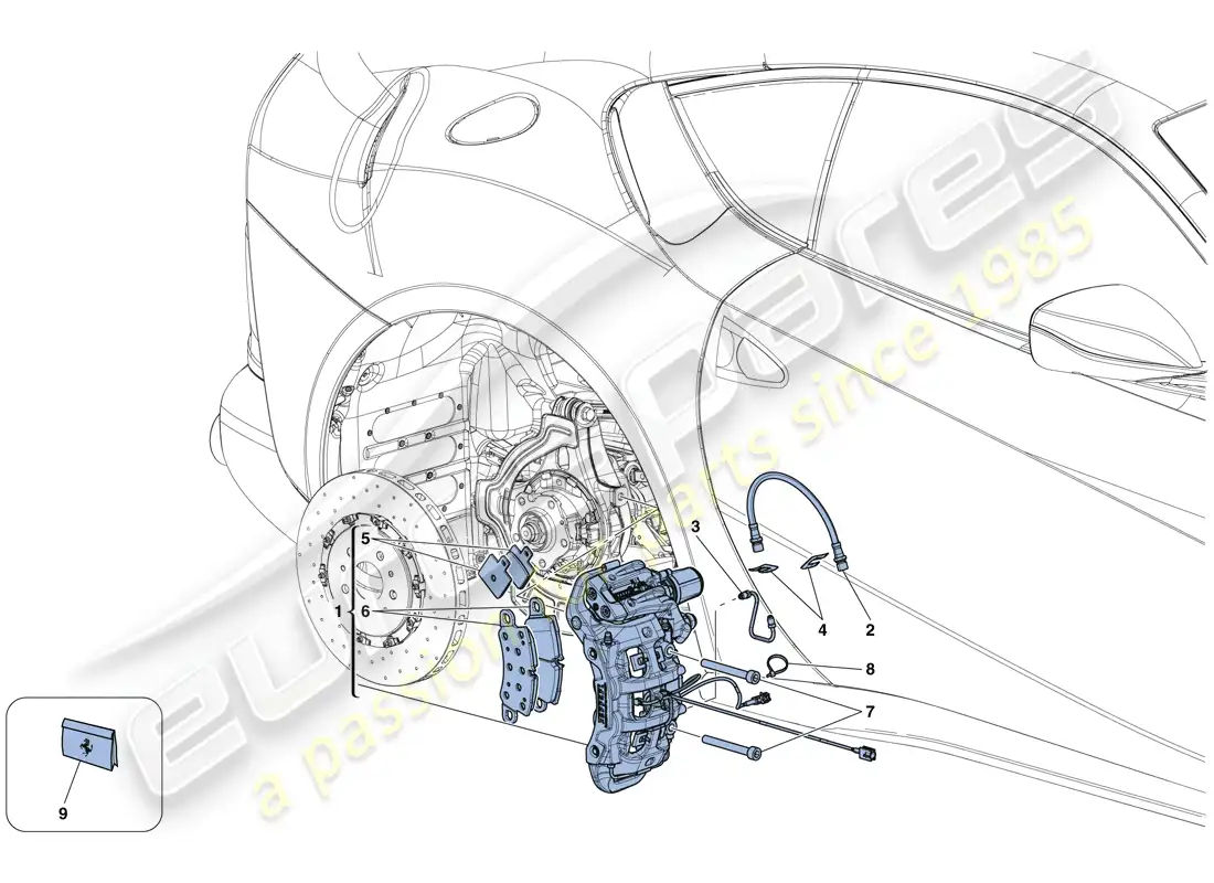 ferrari 812 superfast (rhd) pinzas de freno trasero diagrama de piezas