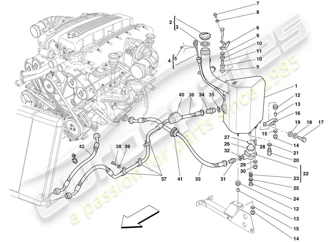 ferrari 612 scaglietti (europe) sistema de lubricación - tanque diagrama de piezas