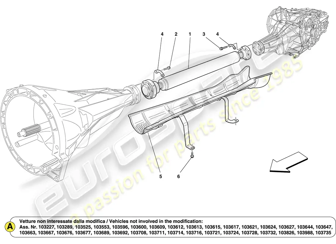 ferrari california (usa) tubo de transmisión diagrama de piezas