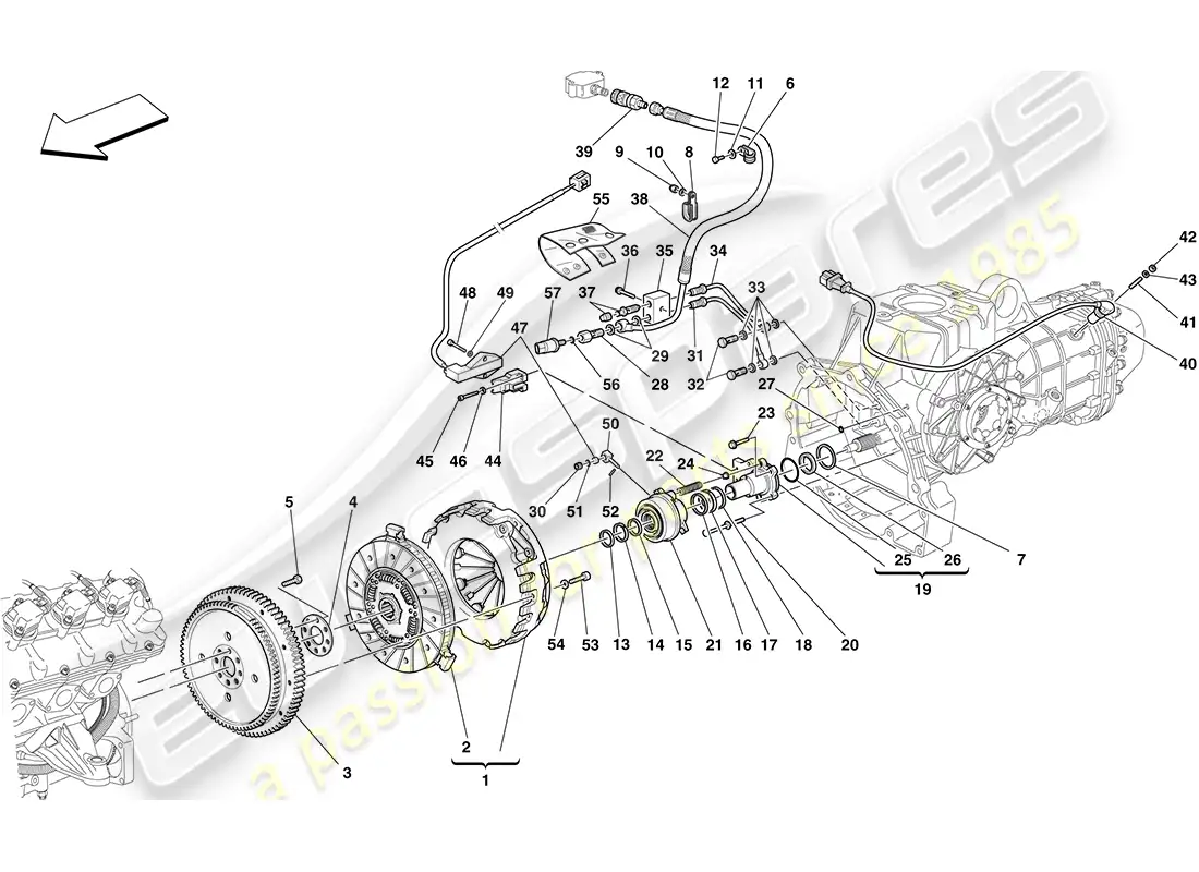 ferrari f430 coupe (europe) embrague y controles diagrama de piezas