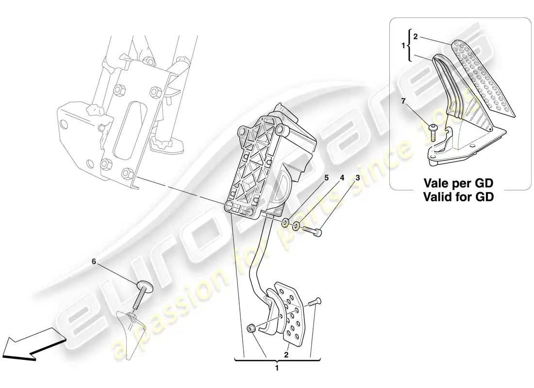 ferrari 599 gto (rhd) electronic accelerator pedal diagrama de piezas