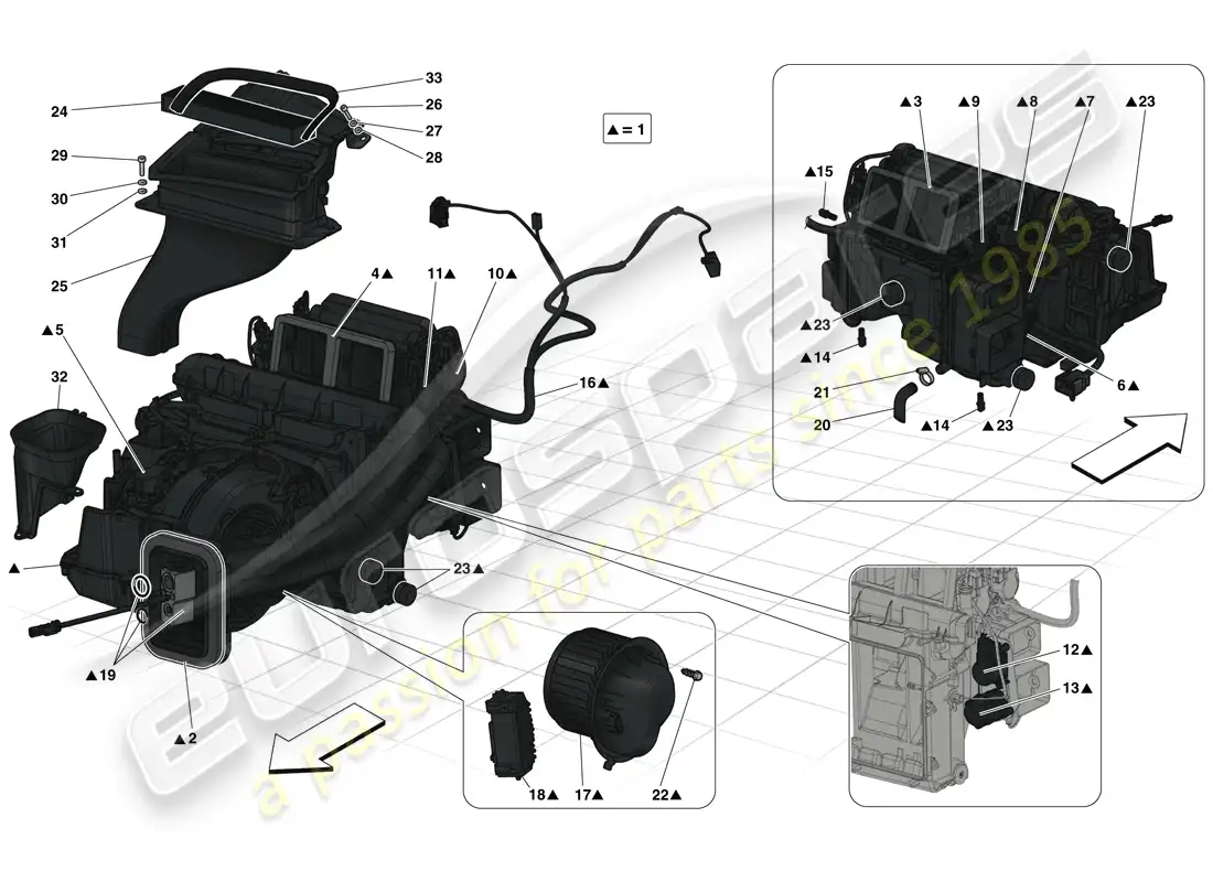 ferrari laferrari (usa) unidad evaporadora diagrama de piezas