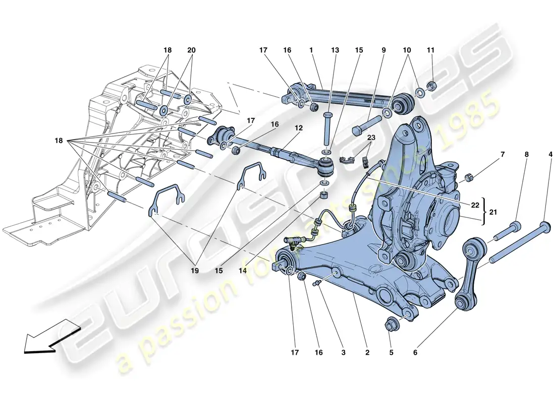 ferrari f12 berlinetta (europe) suspensión trasera - brazos diagrama de piezas