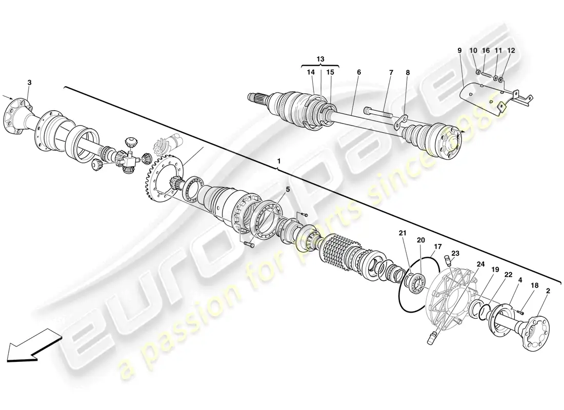 ferrari f430 spider (europe) diferencial y eje diagrama de piezas