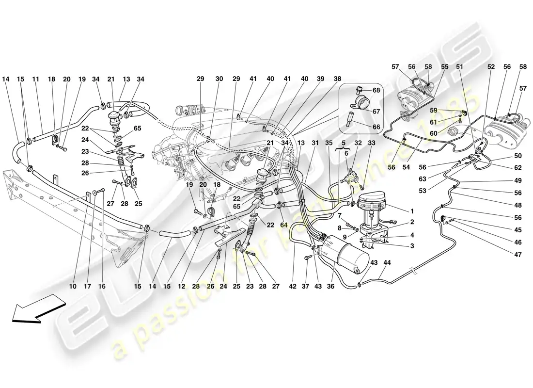 ferrari 599 sa aperta (usa) sistema de aire secundario diagrama de piezas
