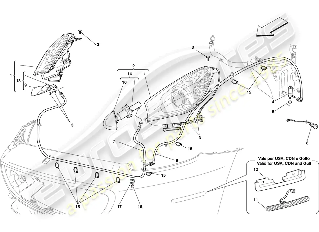 ferrari california (europe) faros diagrama de piezas
