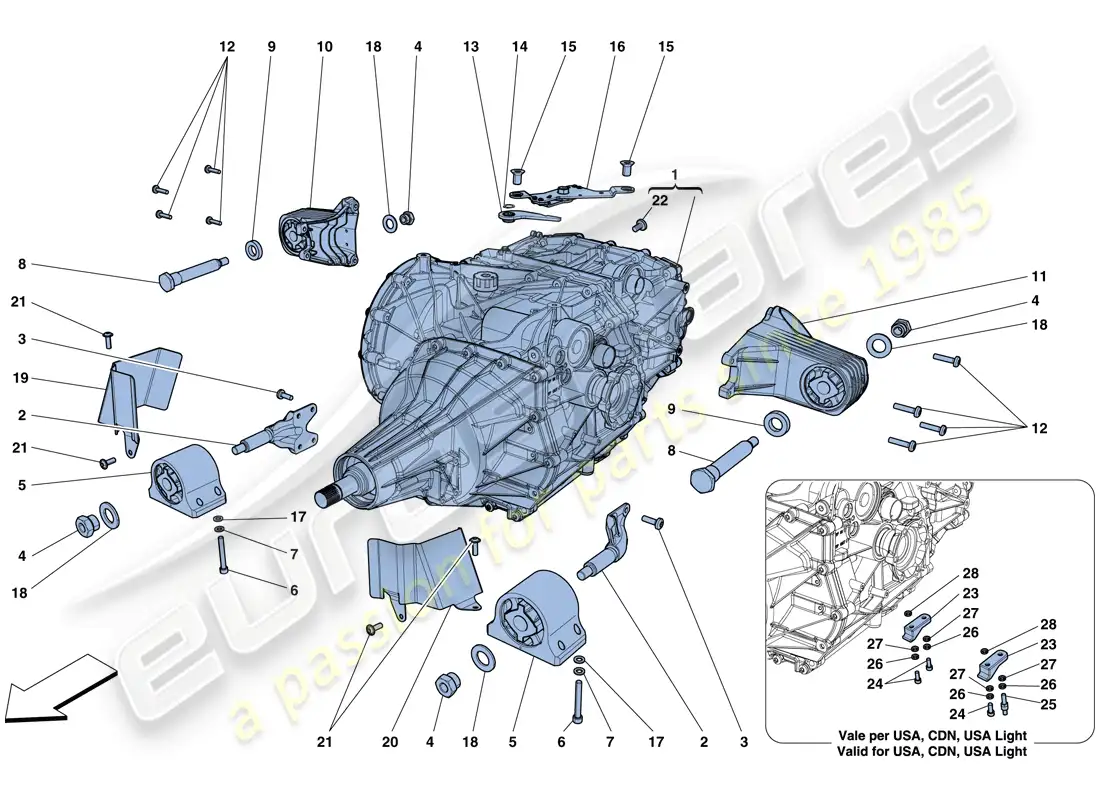 ferrari f12 tdf (europe) caja de cambios diagrama de piezas