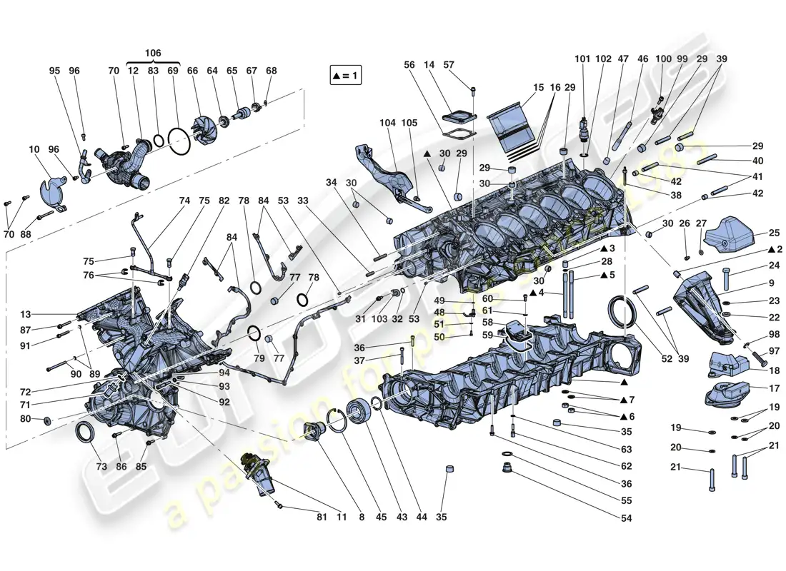 ferrari laferrari aperta (usa) crankcase diagrama de piezas