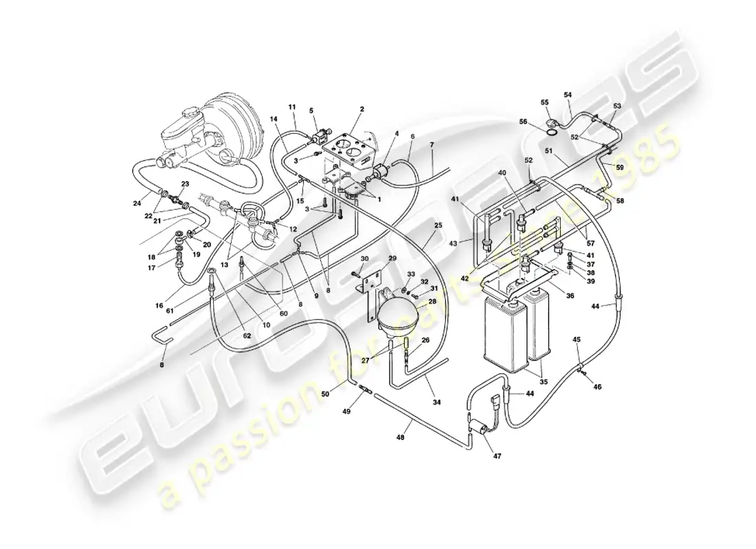 aston martin v8 coupe (2000) sistema de vacío diagrama de piezas