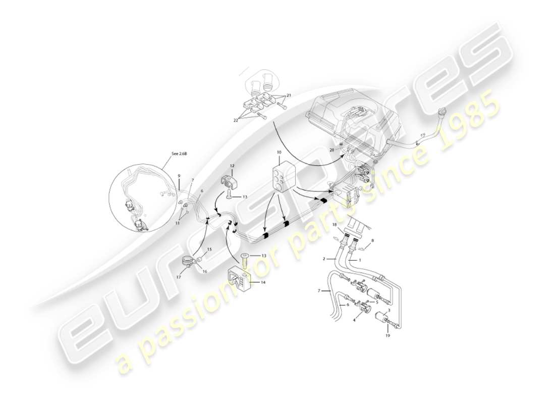 aston martin vanquish (2005) tuberías de combustible diagrama de piezas