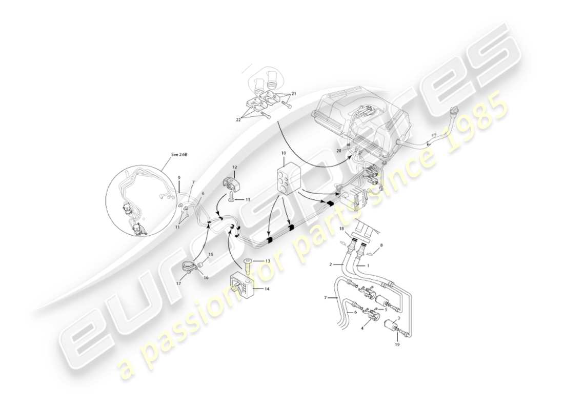 aston martin vanquish (2006) tuberia de combustible diagrama de piezas