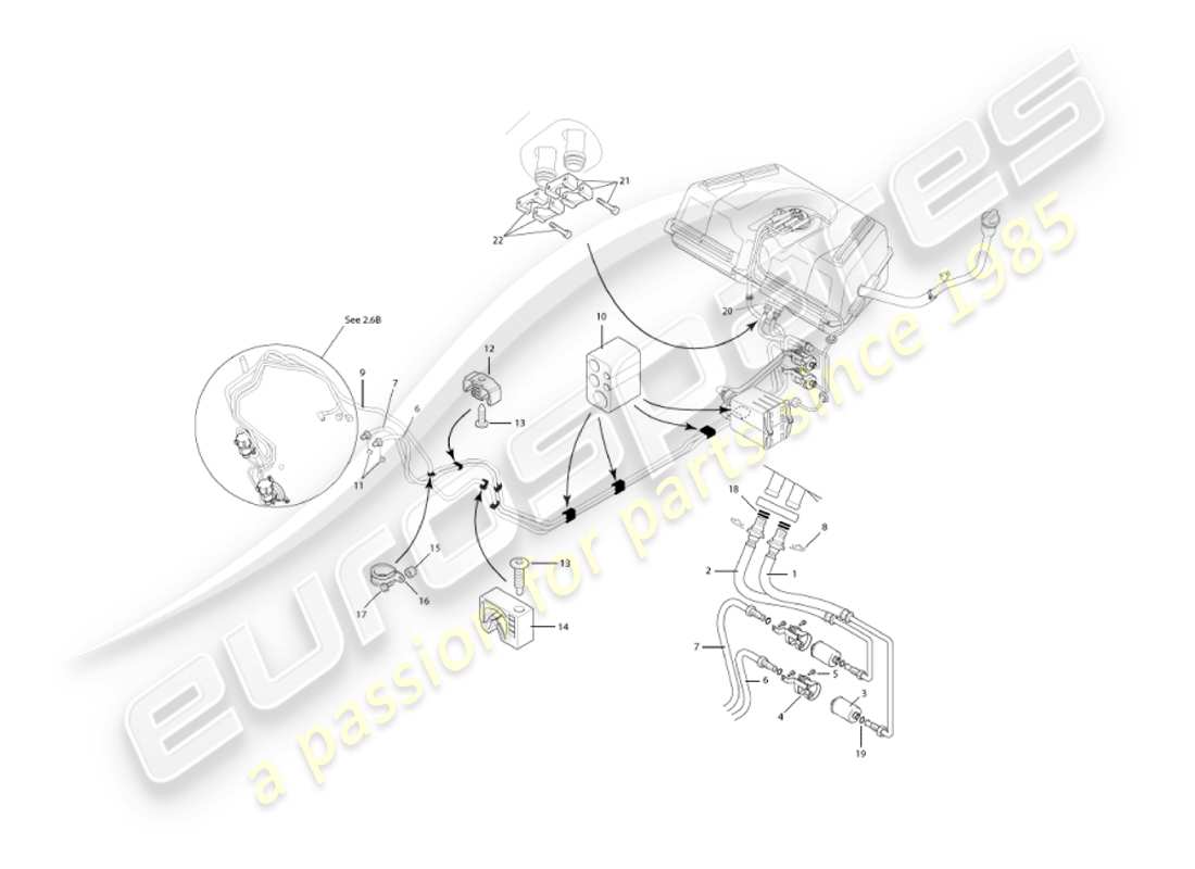 aston martin vanquish (2004) diagrama de piezas de tuberías de combustible