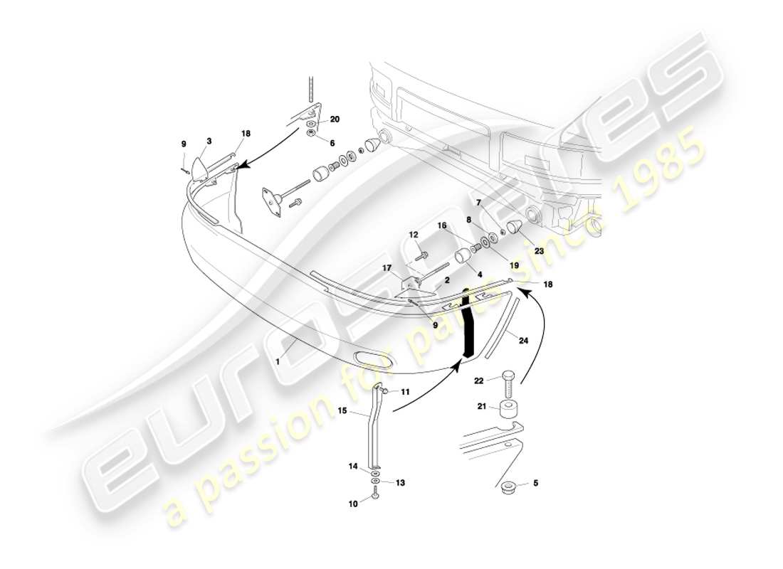 aston martin db7 vantage (2001) parachoques trasero, diagrama de piezas no ea