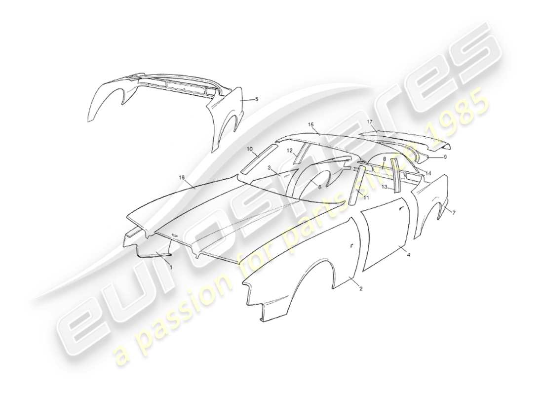 aston martin v8 virage (2000) paneles de carrocería, salón diagrama de piezas