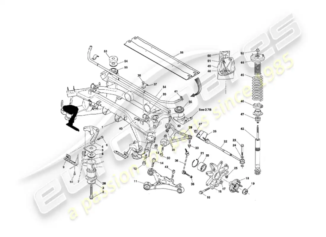 aston martin vanquish (2003) rear suspension diagrama de piezas