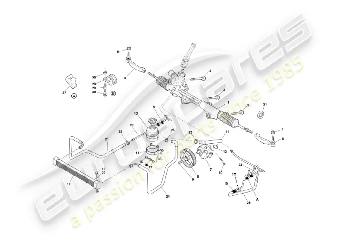 aston martin vanquish (2003) dirección asistida diagrama de piezas