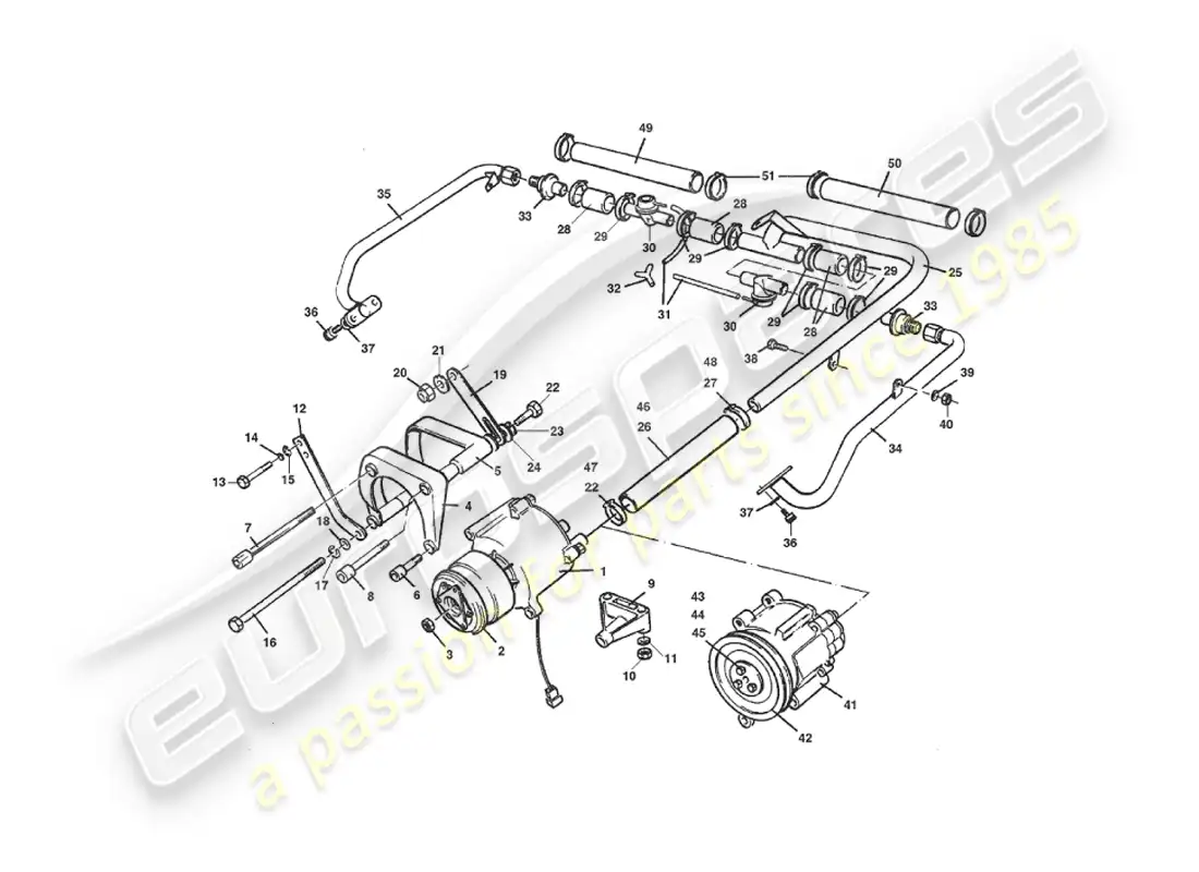 aston martin v8 virage (2000) sistema de inyección de aire secundario diagrama de piezas