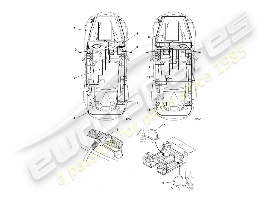 aston martin vanquish (2006) arneses diagrama de piezas