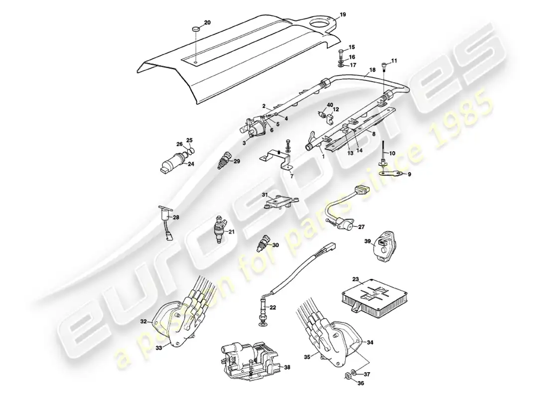aston martin v8 volante (1998) inyección electrónica de combustible diagrama de piezas