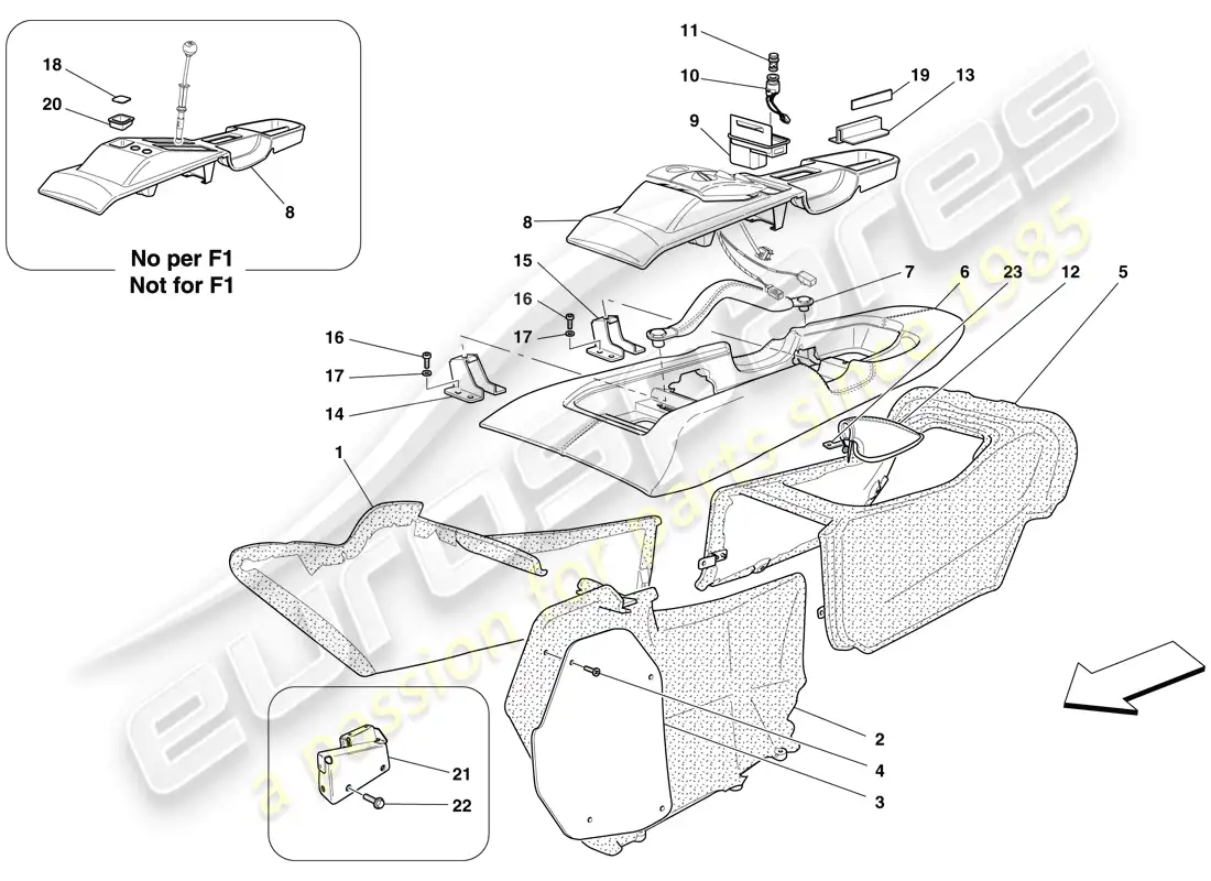 ferrari 599 gtb fiorano (europe) túnel - subestructura y accesorios diagrama de piezas