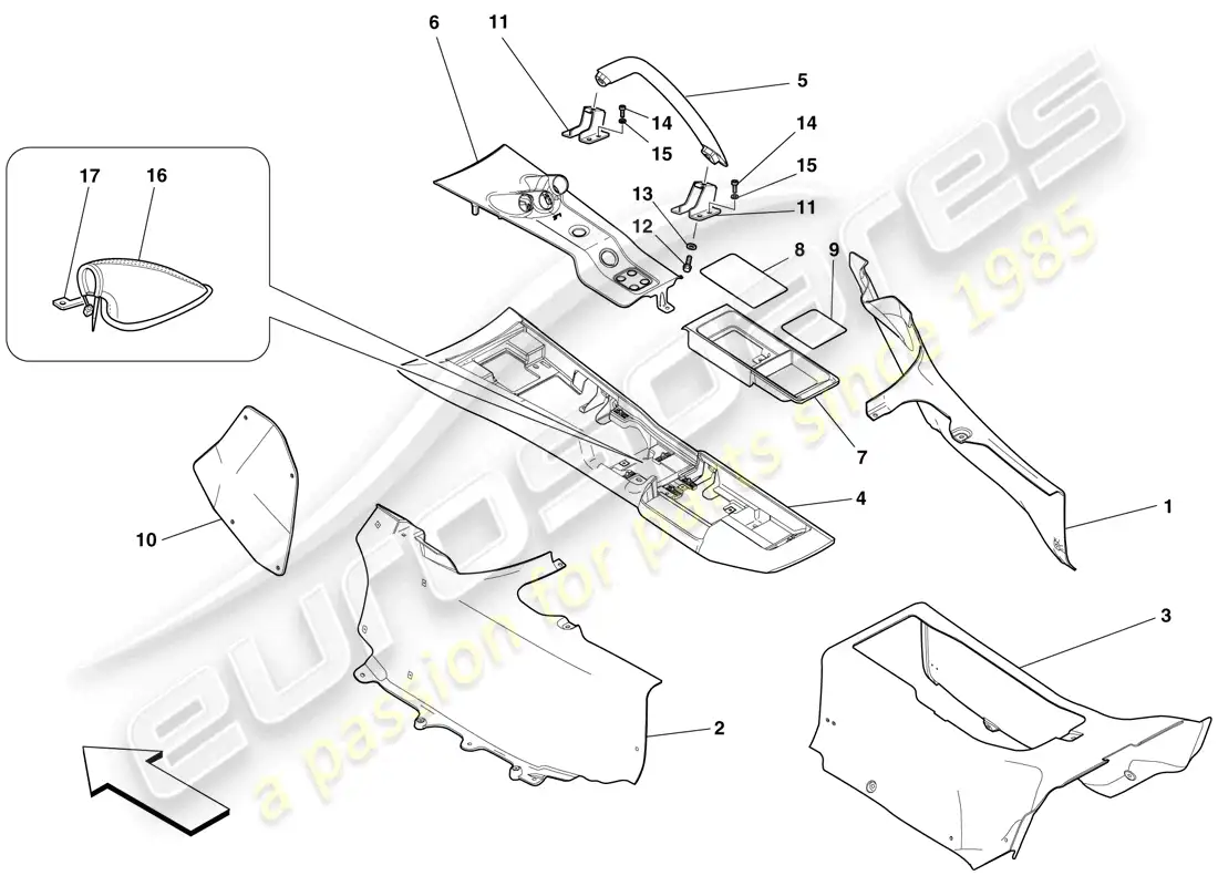 ferrari 599 sa aperta (europe) túnel - subestructura y accesorios diagrama de piezas