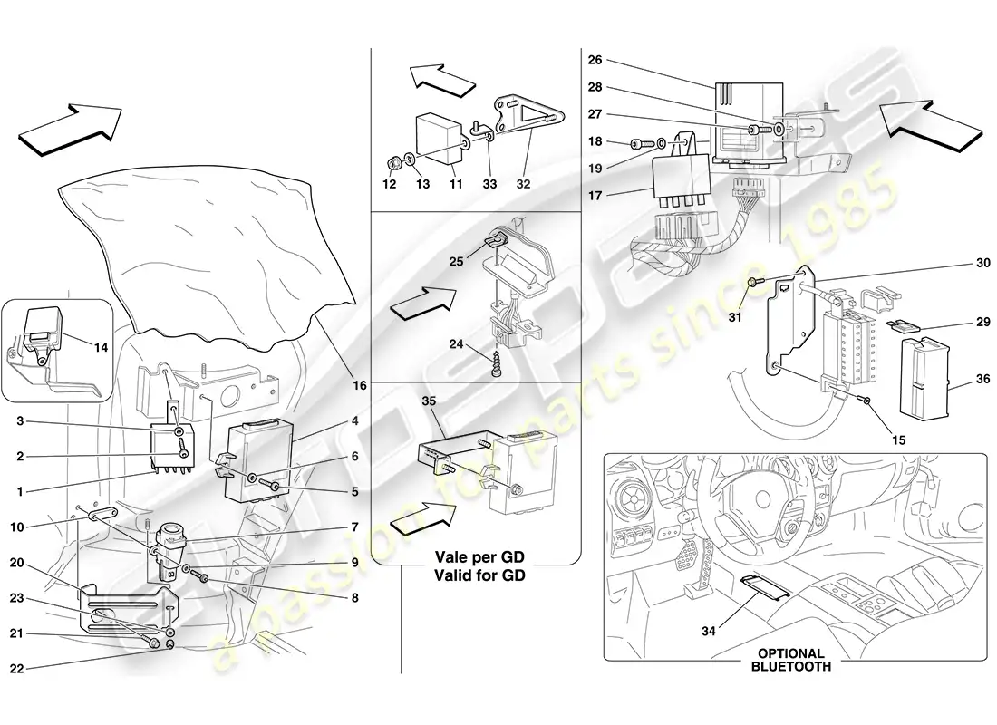 ferrari f430 coupe (europe) ecu del habitáculo delantero diagrama de piezas
