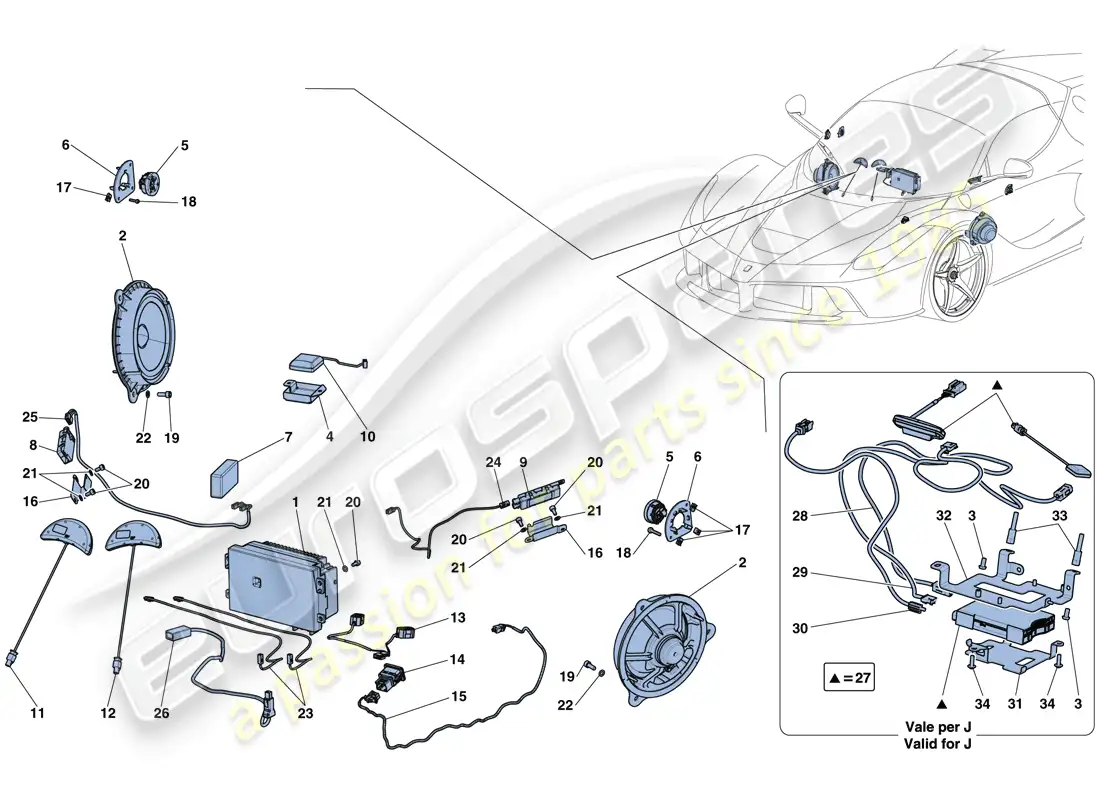 ferrari laferrari aperta (usa) audio - sistema de infoentretenimiento diagrama de piezas