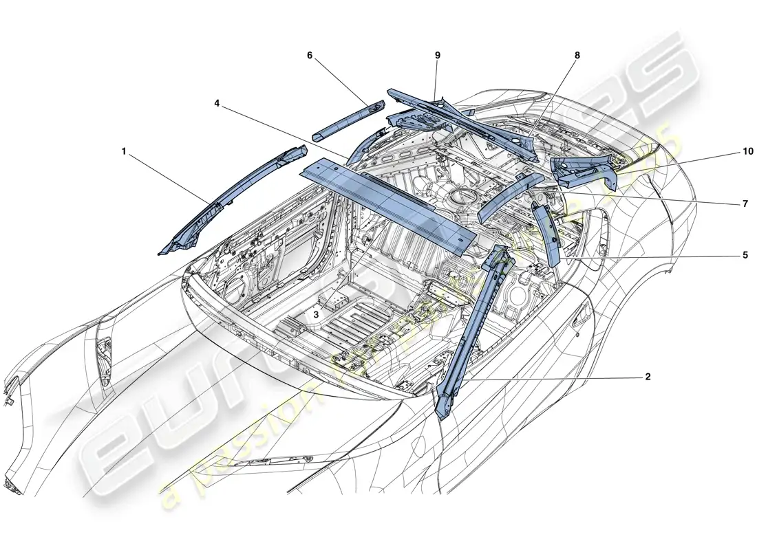 ferrari 812 superfast (usa) invernadero diagrama de piezas