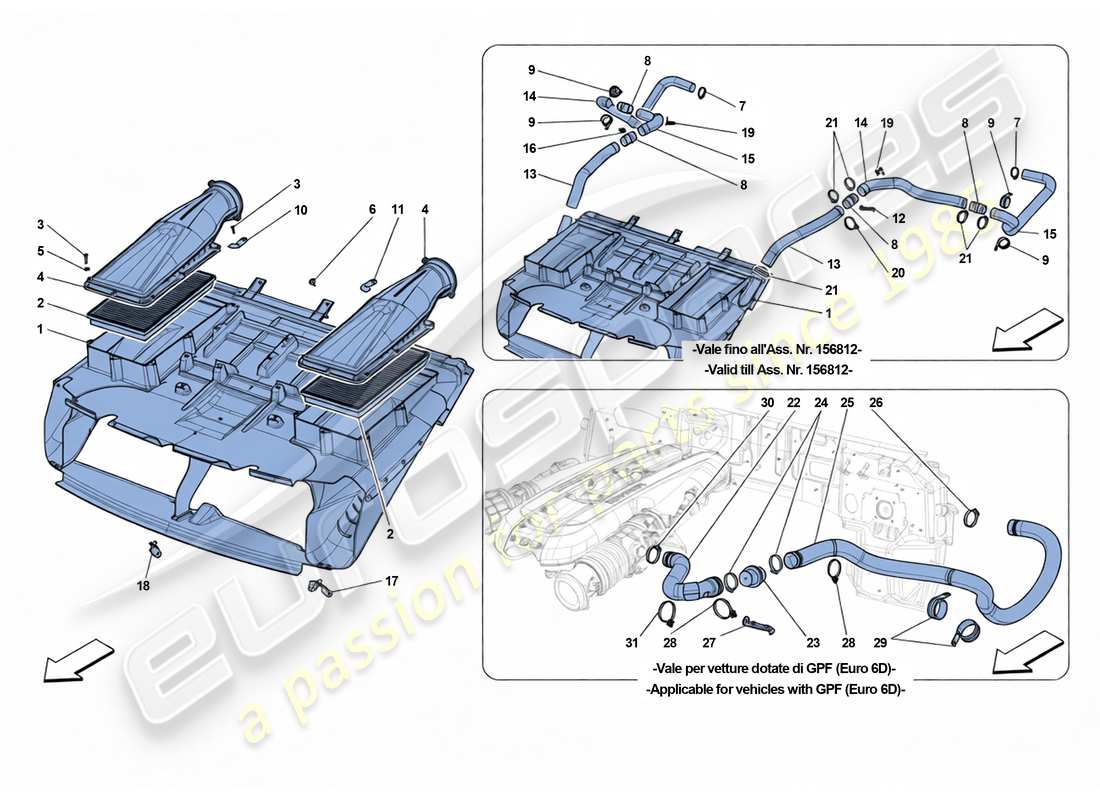 ferrari 812 superfast toma de aire diagrama de piezas