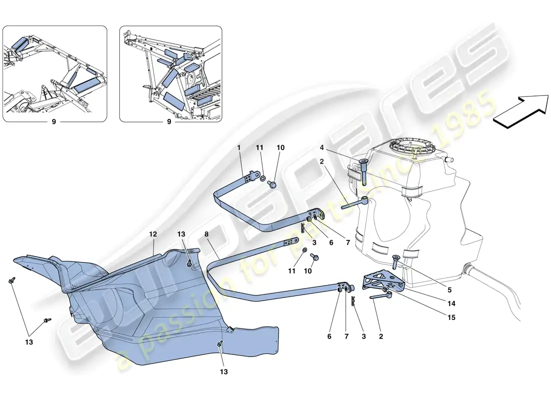 ferrari 458 spider (europe) tanques de combustible - sujetadores y protectores diagrama de piezas