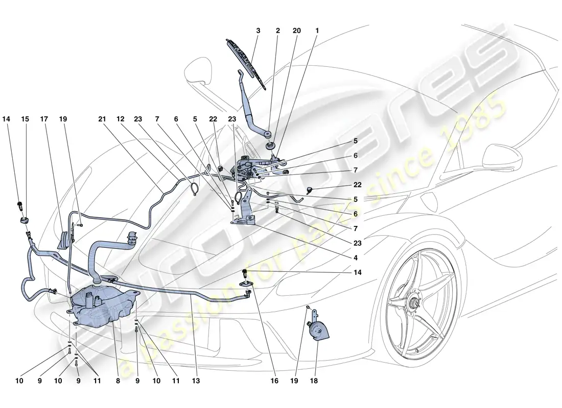 ferrari laferrari aperta (usa) limpiaparabrisas, arandela y bocina diagrama de piezas