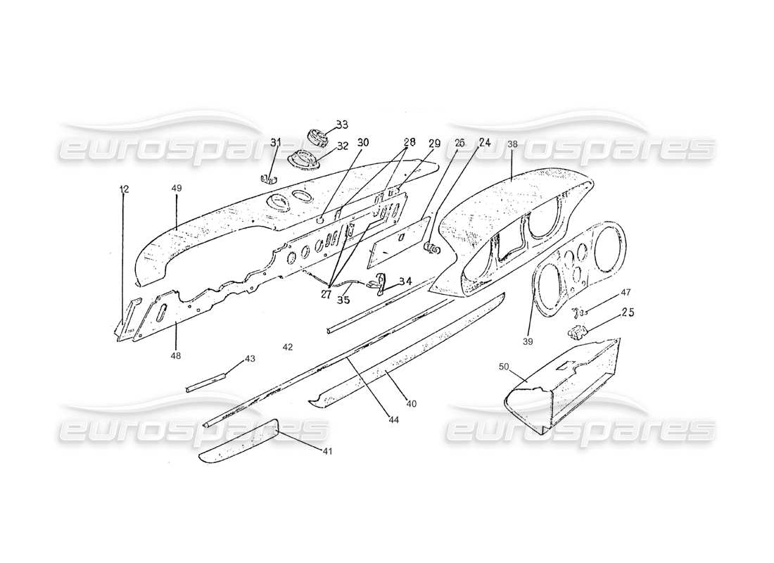 ferrari 275 (pininfarina coachwork) grupo de panel de instrumentos diagrama de piezas