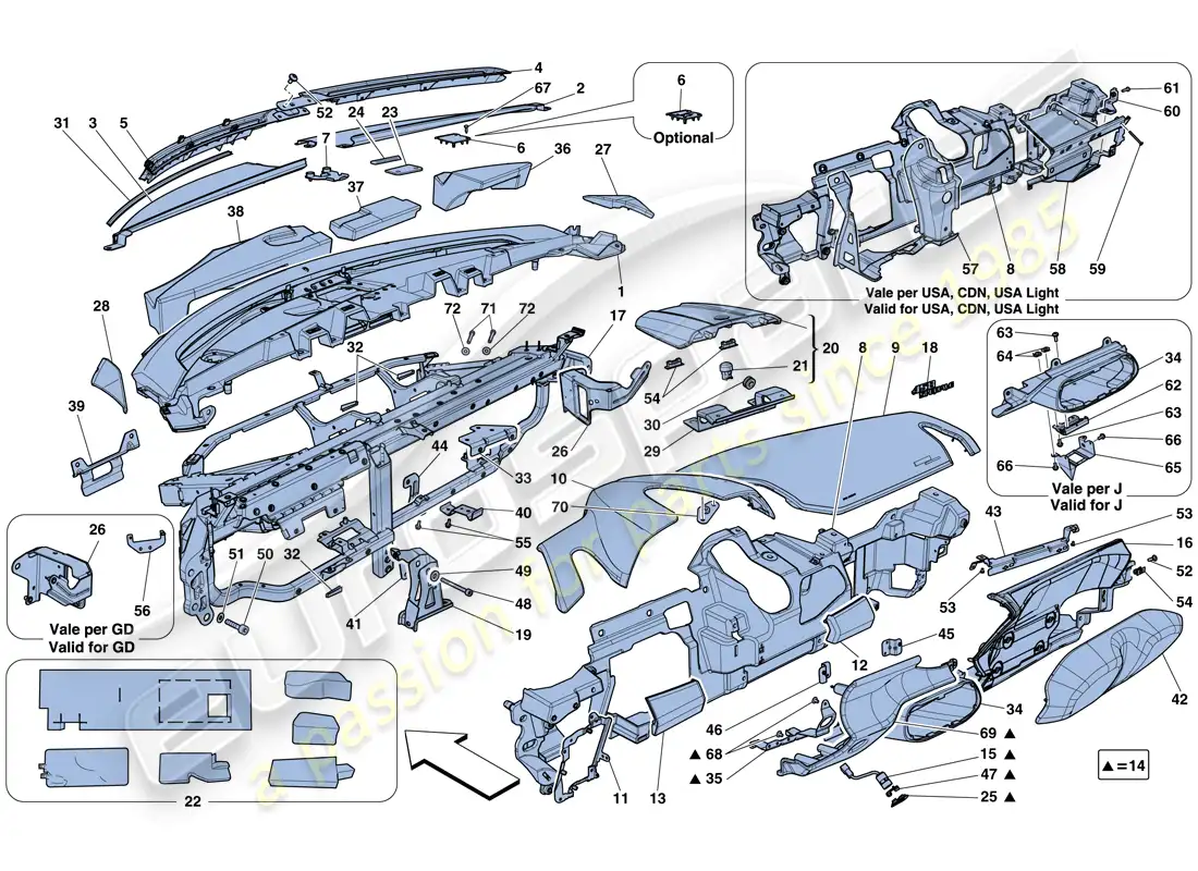 ferrari 458 speciale (usa) panel diagrama de piezas