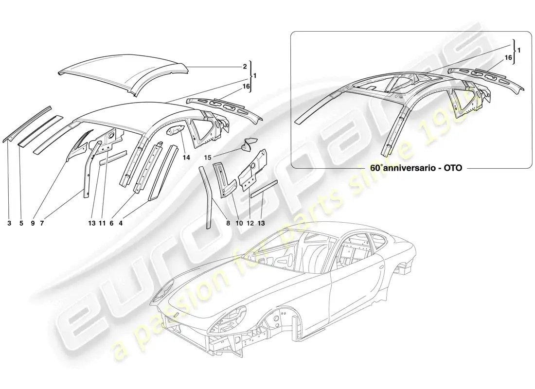 ferrari 612 sessanta (usa) carroceria - techo diagrama de piezas