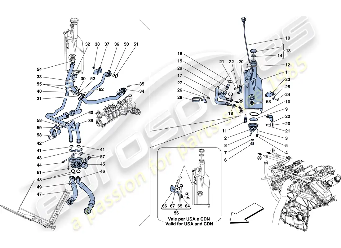ferrari ff (europe) sistema de lubricación: tanque diagrama de piezas