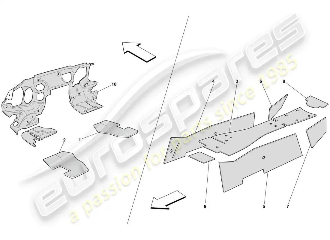ferrari 599 sa aperta (usa) aislamiento del habitáculo diagrama de piezas