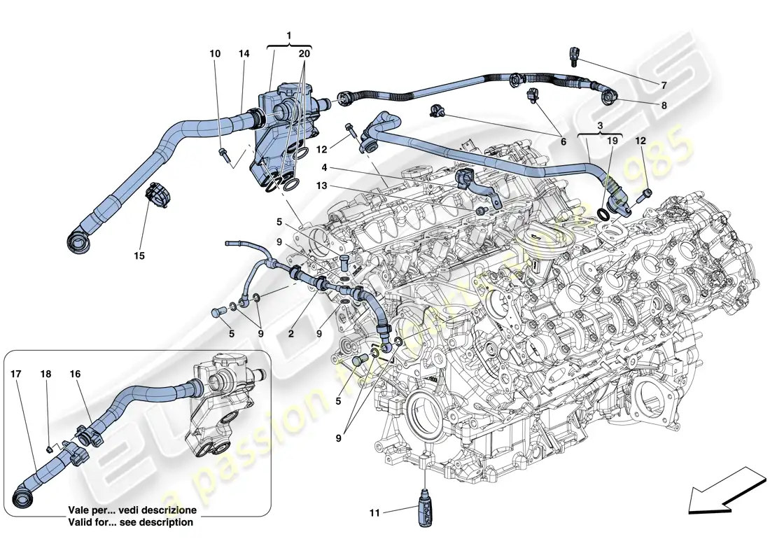 ferrari gtc4 lusso t (europe) ventilaciones diagrama de piezas