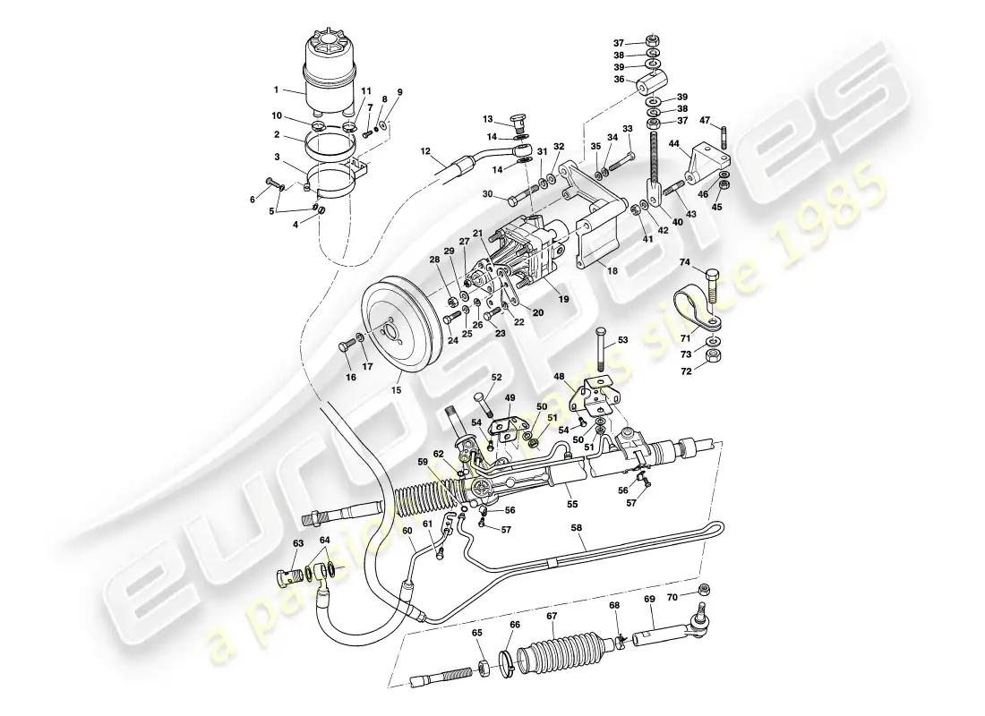 aston martin v8 coupe (1999) dirección asistida diagrama de piezas