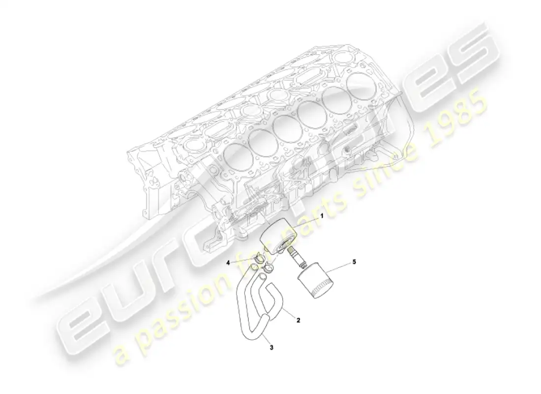 aston martin vanquish (2006) sistema de enfriamiento de aceite diagrama de piezas