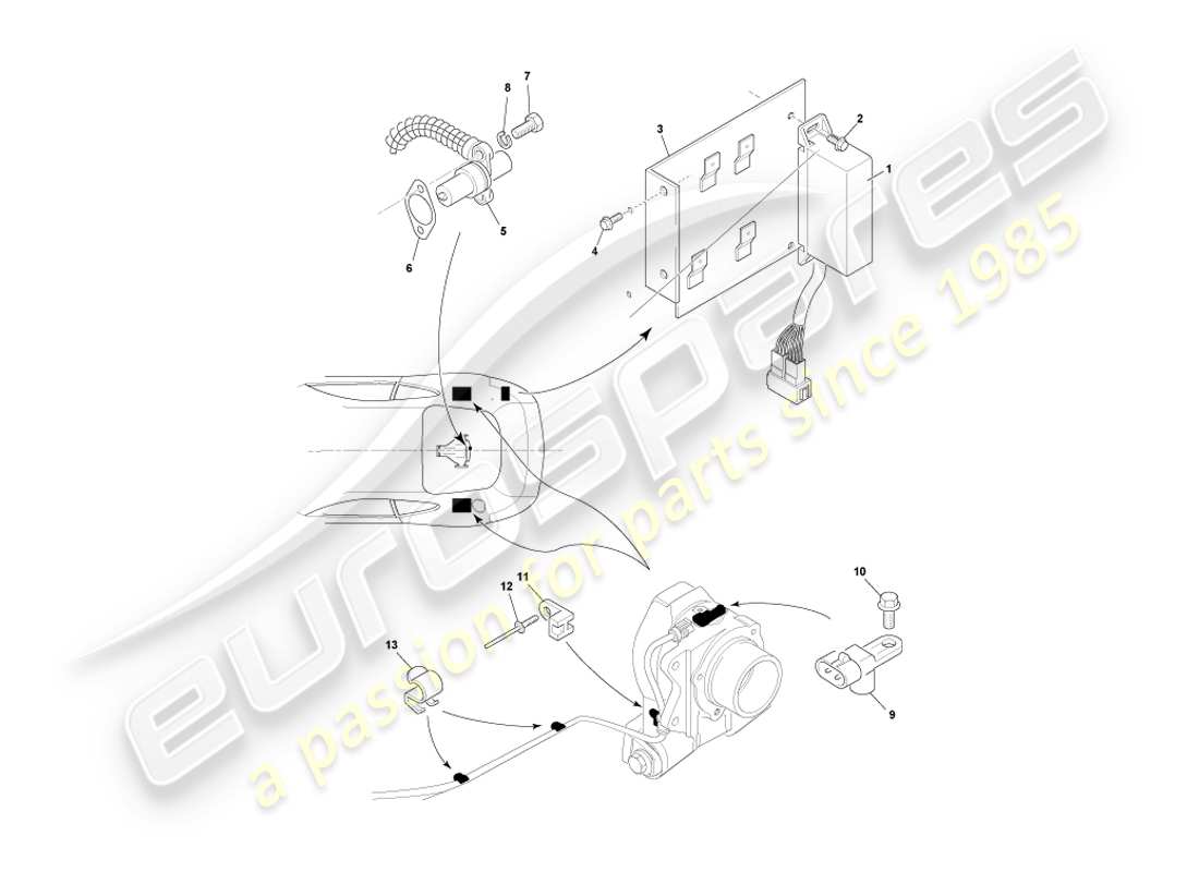 aston martin db7 vantage (2000) diagrama de piezas de los componentes montados hacia atrás