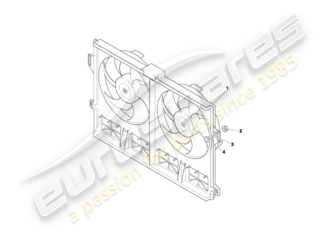 aston martin vanquish (2004) diagrama de piezas de la cubierta del ventilador de refrigeración