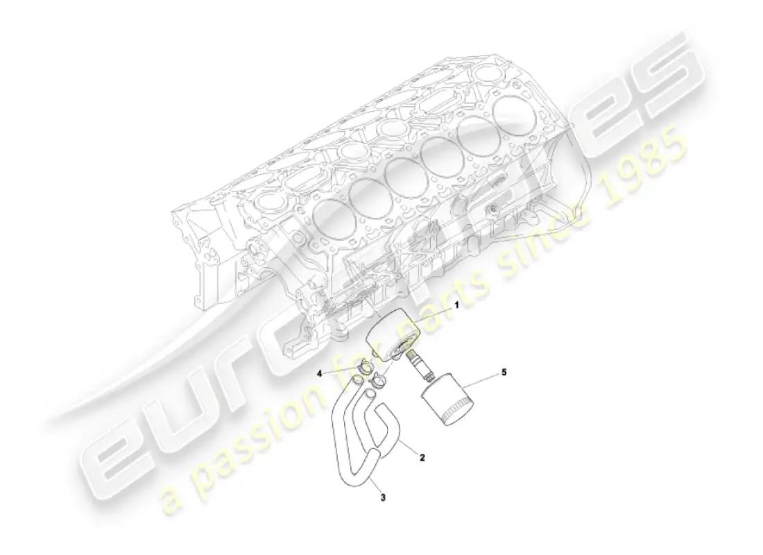 aston martin vanquish (2004) sistema de enfriamiento de aceite diagrama de piezas