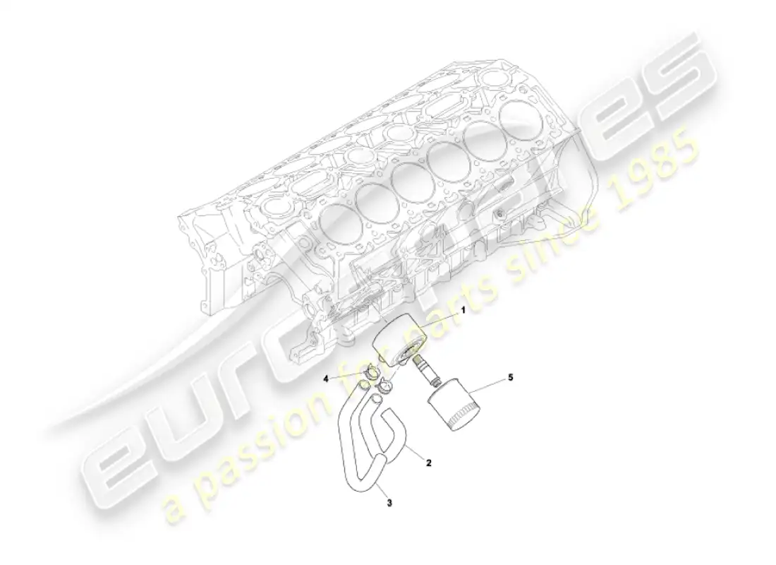 aston martin vanquish (2005) sistema de enfriamiento de aceite diagrama de piezas