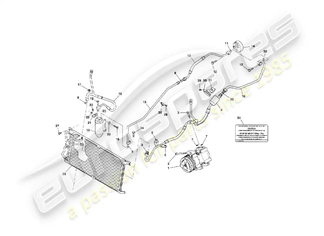 aston martin vanquish (2005) instalación del compartimiento del motor diagrama de piezas