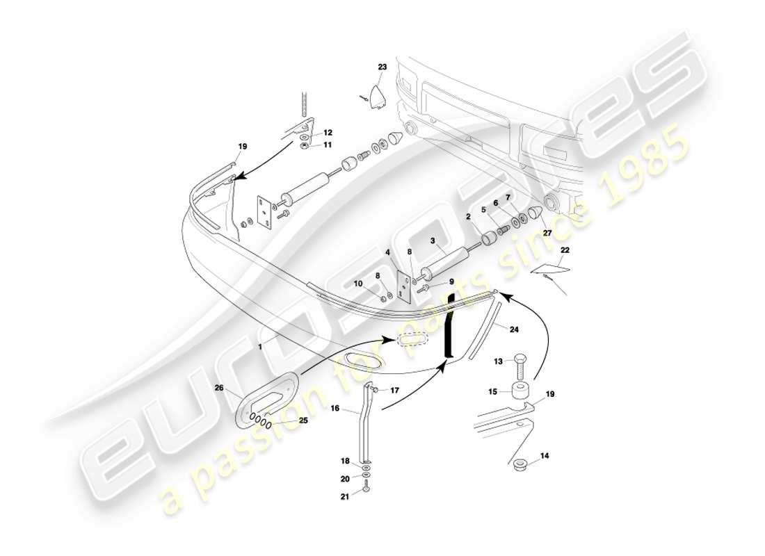 aston martin db7 vantage (2000) parachoques trasero, diagrama de piezas ea