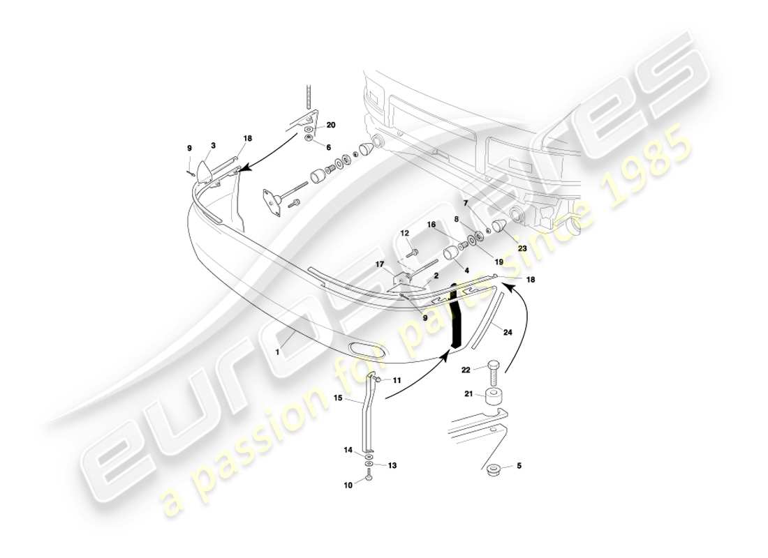 aston martin db7 vantage (2000) parachoques trasero, diagrama de piezas no ea