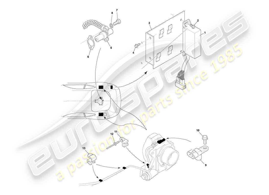 aston martin db7 vantage (2002) diagrama de piezas de los componentes montados hacia atrás